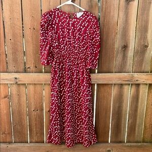 Hayden Los Angeles Polka Dot Red White Midi Length Dress Sz Small NWT